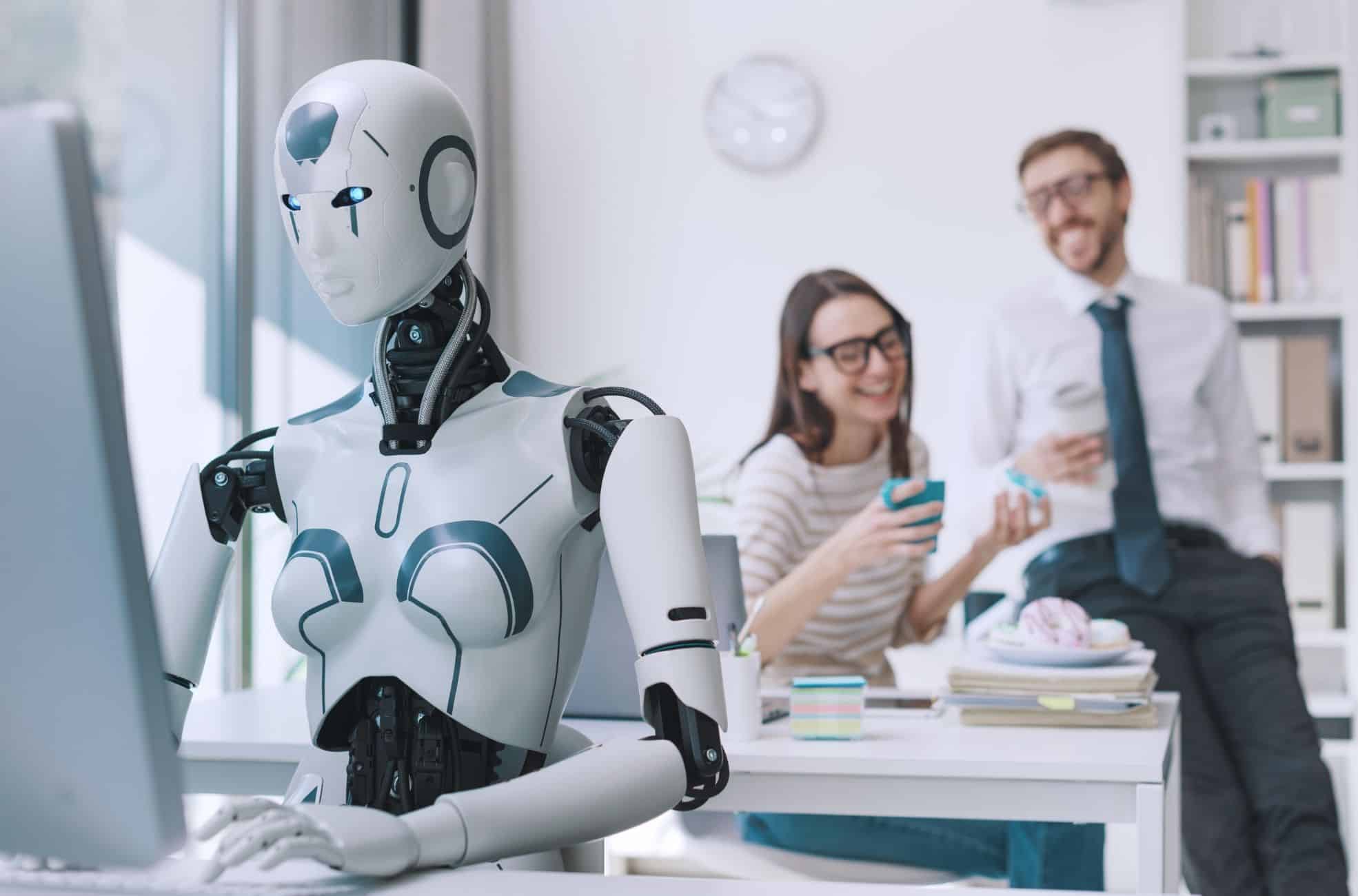 AI Robot And Business People