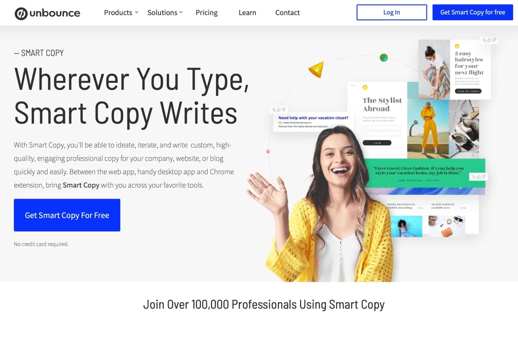 Screenshot Of One Of The Best AI Website Builders Called Unbounce