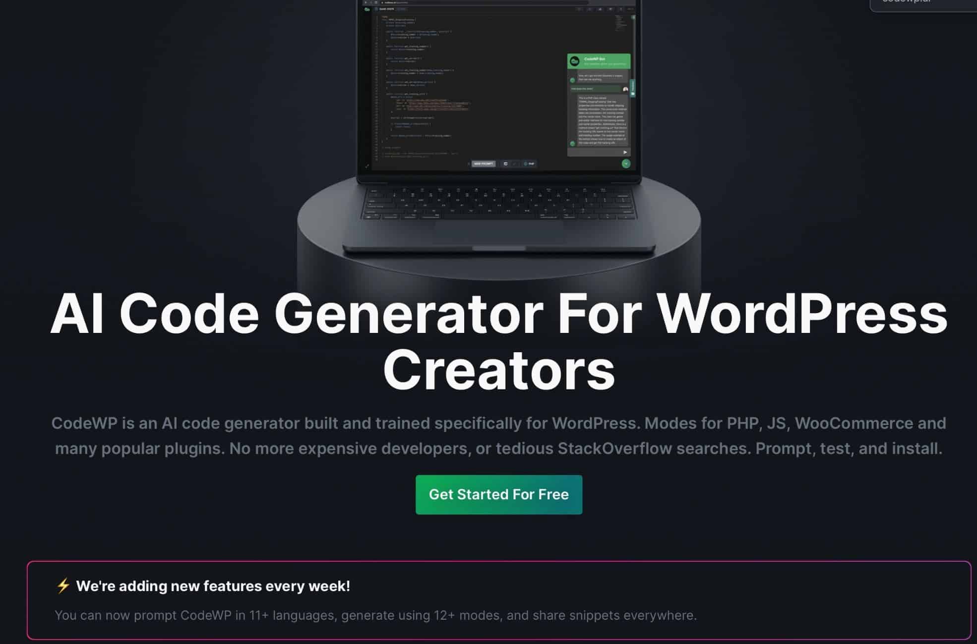 Screenshot Of CodeWP Website Builder