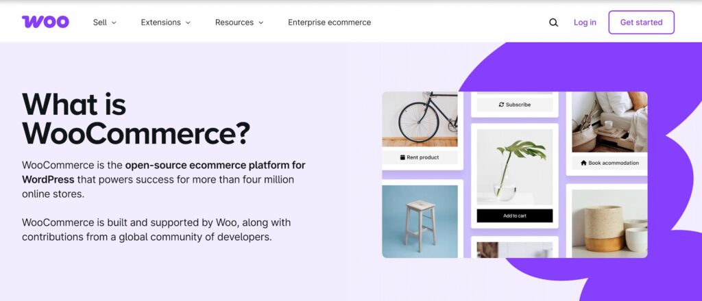 A screenshot of WooCommerce's website, which is one of the best e-commerce platforms.
