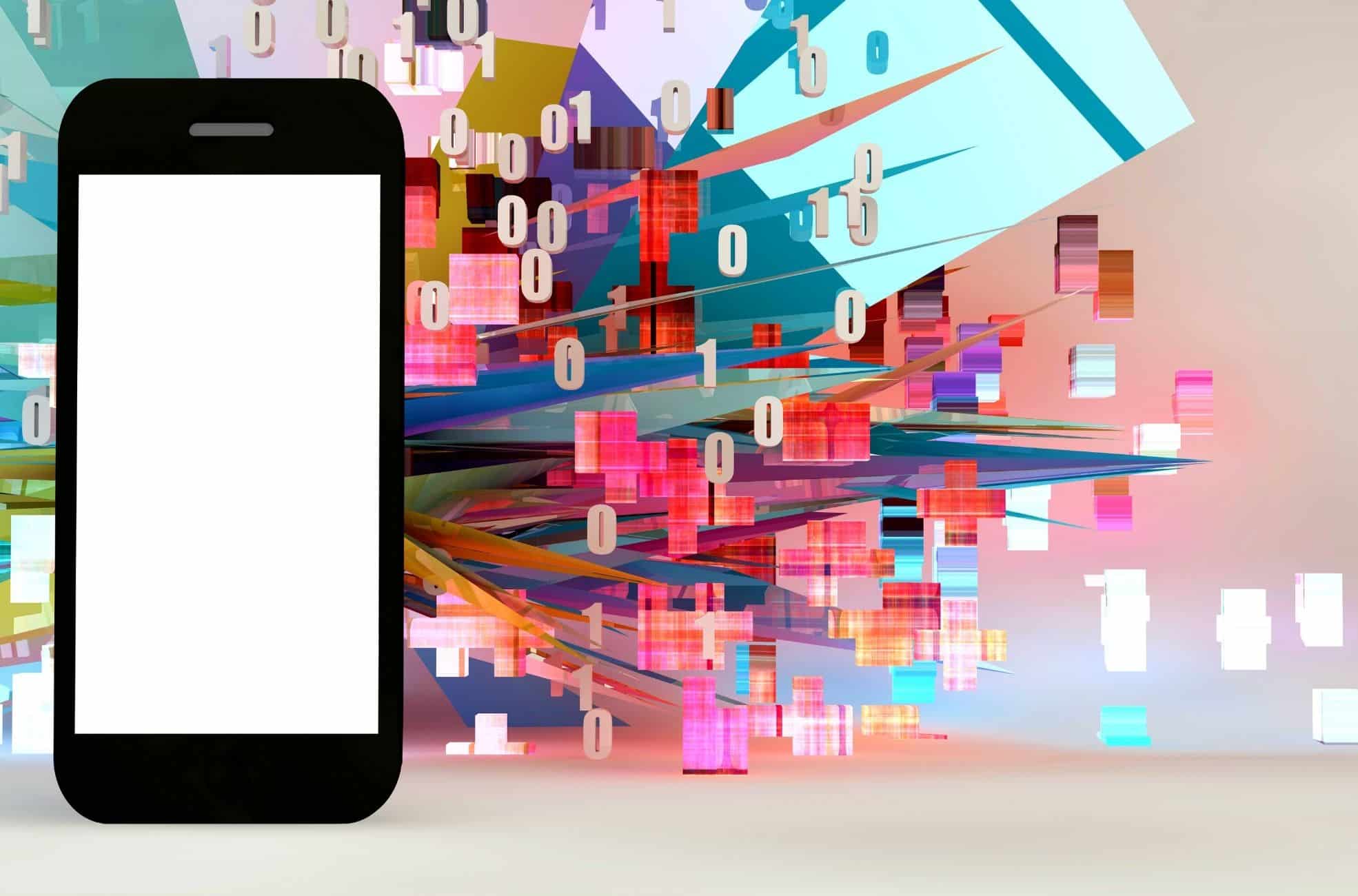 Mobile Phone With Colourful Background