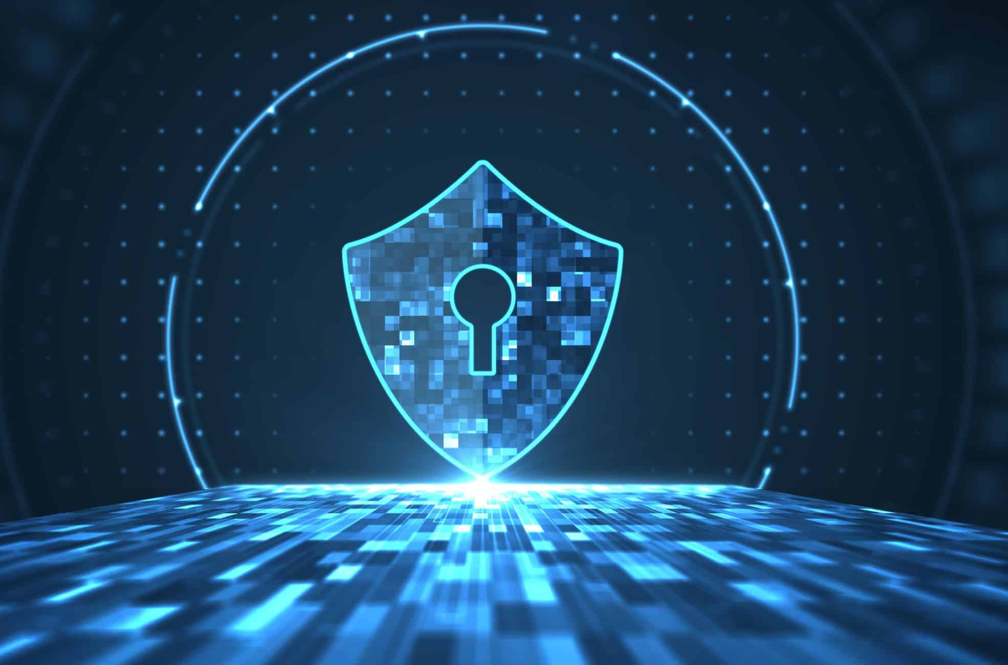 Diagram Of Cyber Security With Large Padlock
