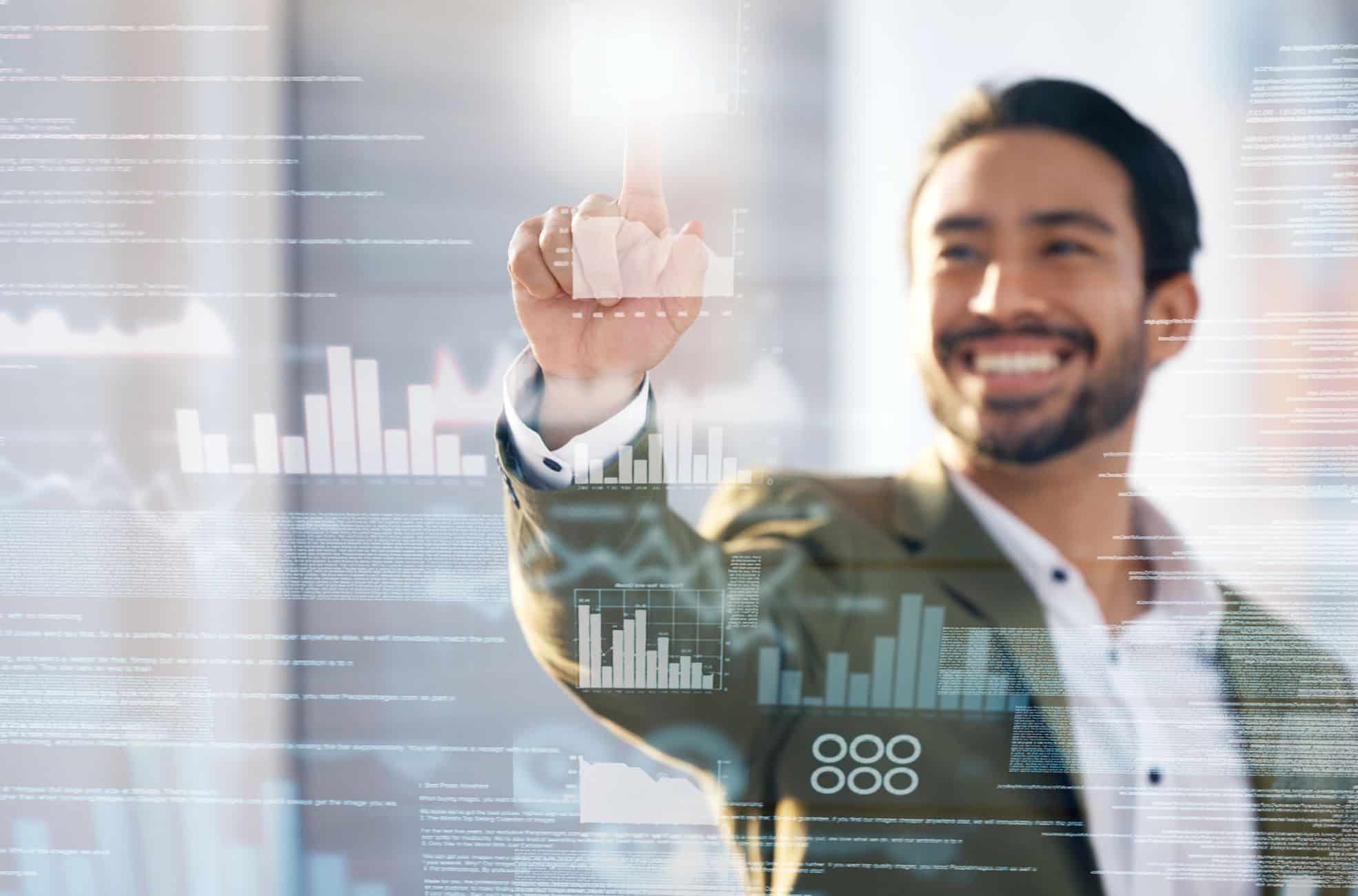 Stock Image Showing Man Working With Data