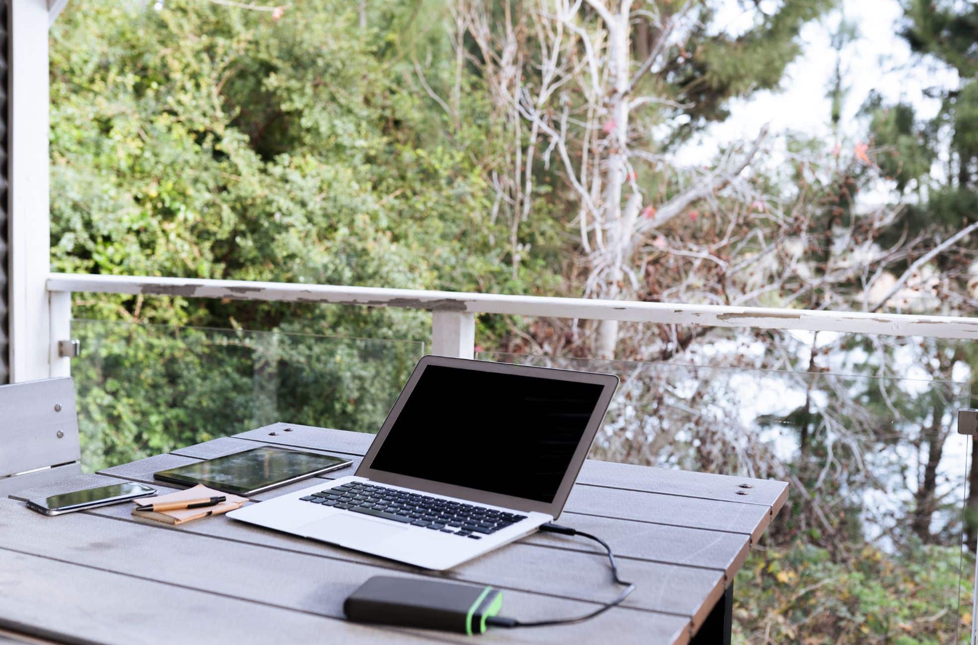 Laptop on Outdoor Table