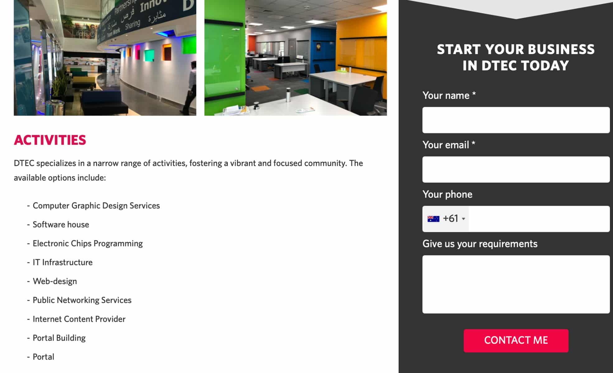 Screenshot Of DTEC Website Activities List