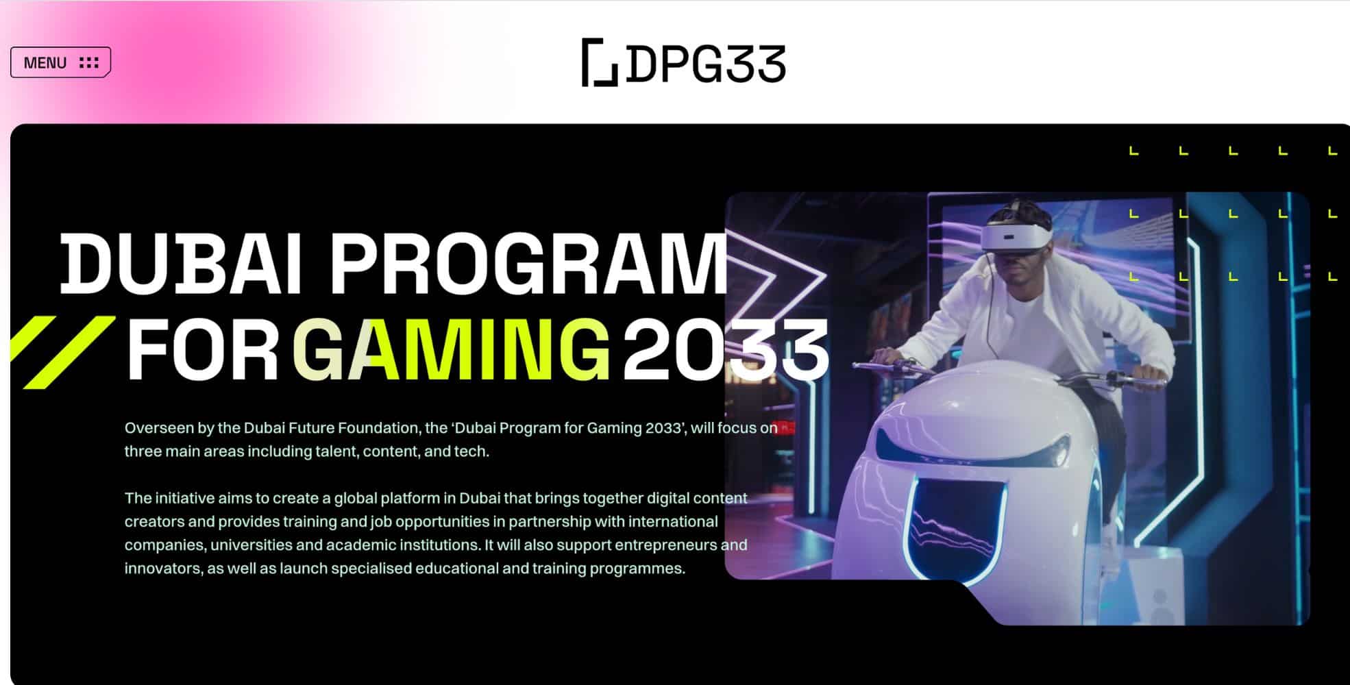 Screenshot Of Gaming Dubai's Website