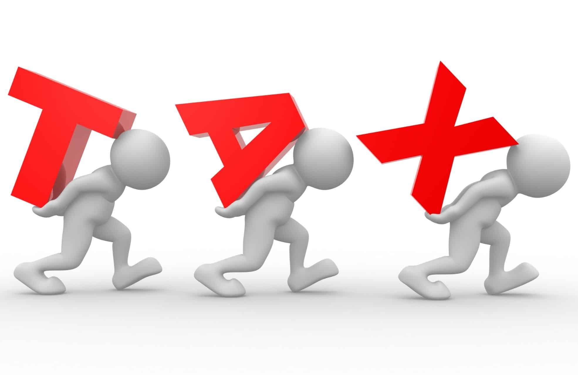 Stick Men Carrying Red Letters Spelling Tax