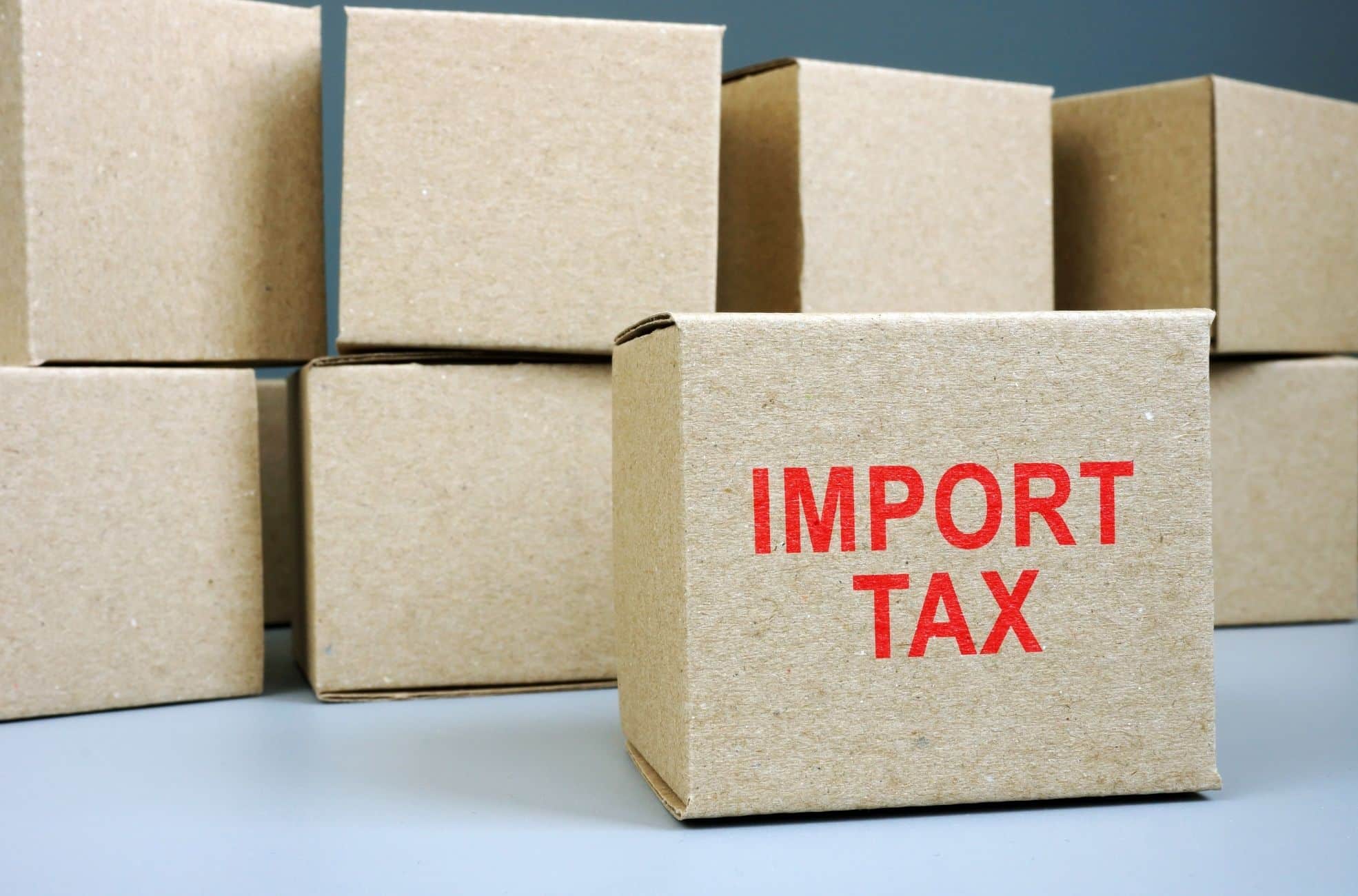 Boxes With Import Tax Written In Red