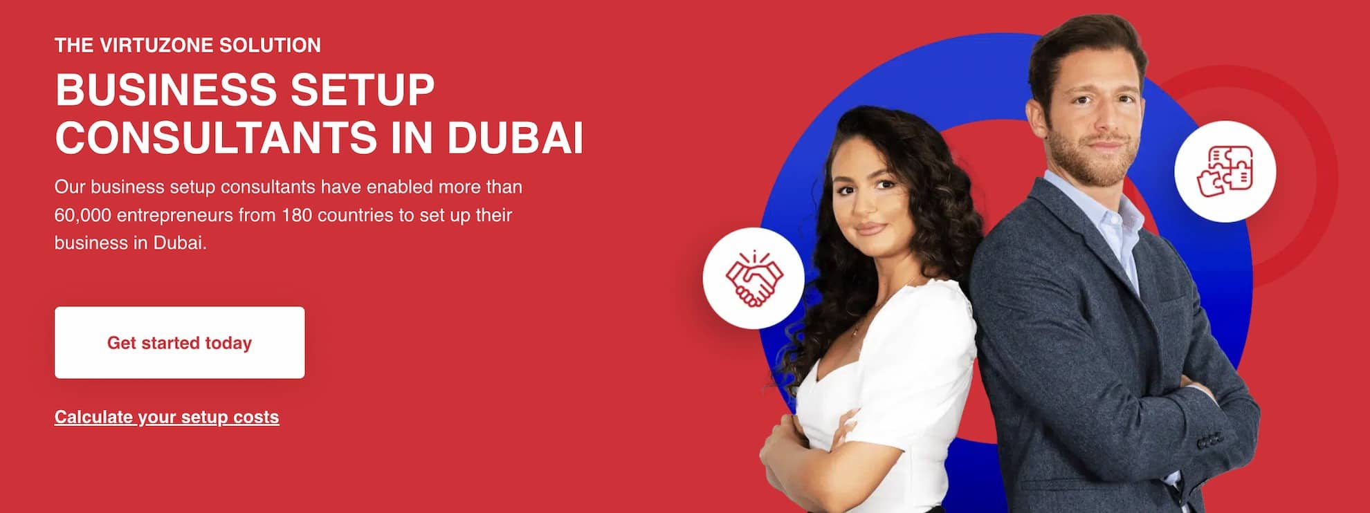 A screenshot from the Virtuzone website which shows the successful statistics of their business setup in Dubai.