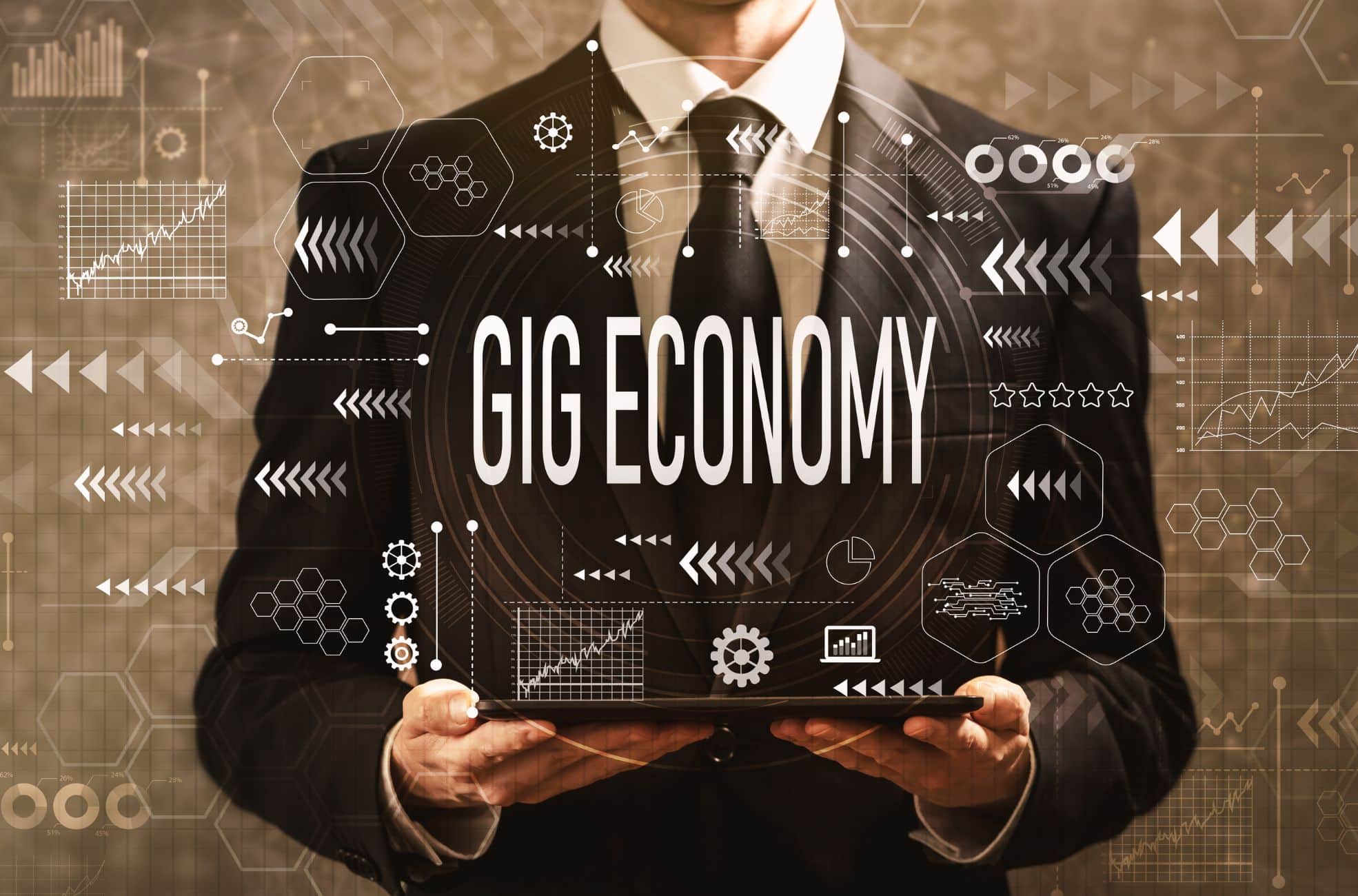 Gig Economy Diagram And Businessman