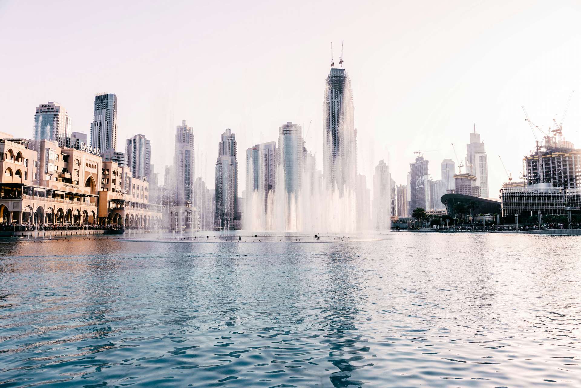 A captivating image captures the grandeur of Dubai Mall in Dubai, showcasing its extravagant water feature.