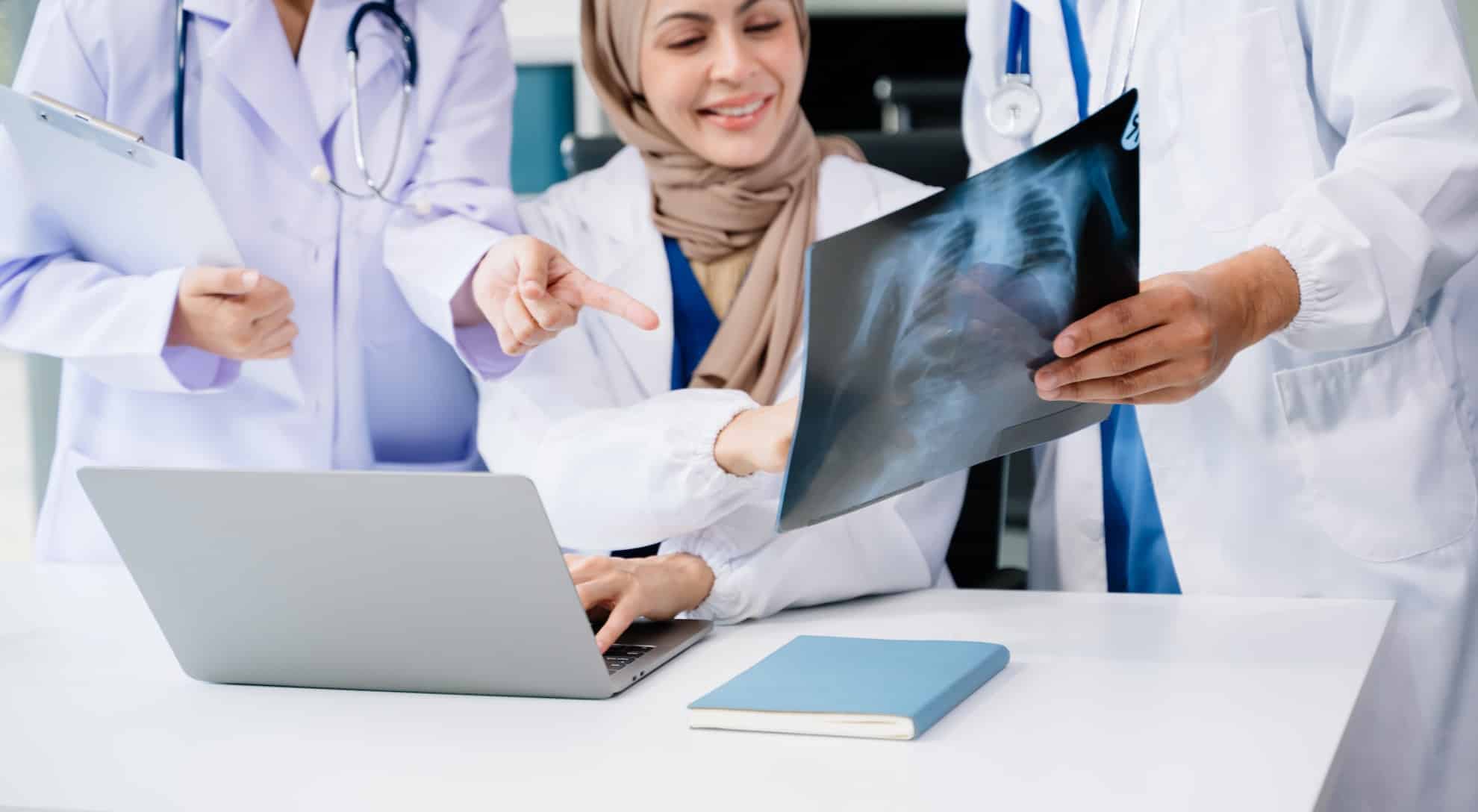 Someone getting a DHA medical fitness test in the UAE.