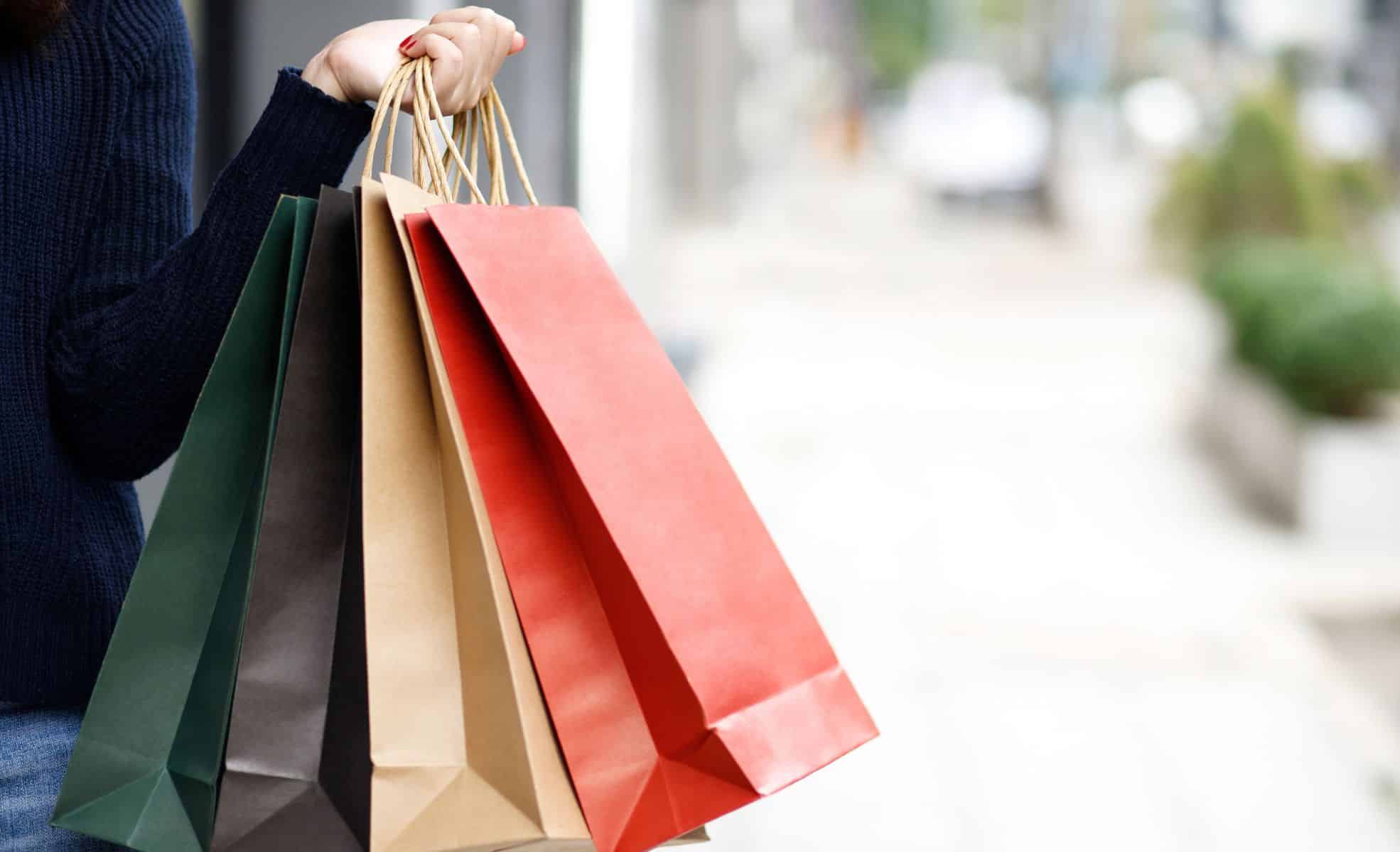 Customer's Hand Holding Retail Shop Bags