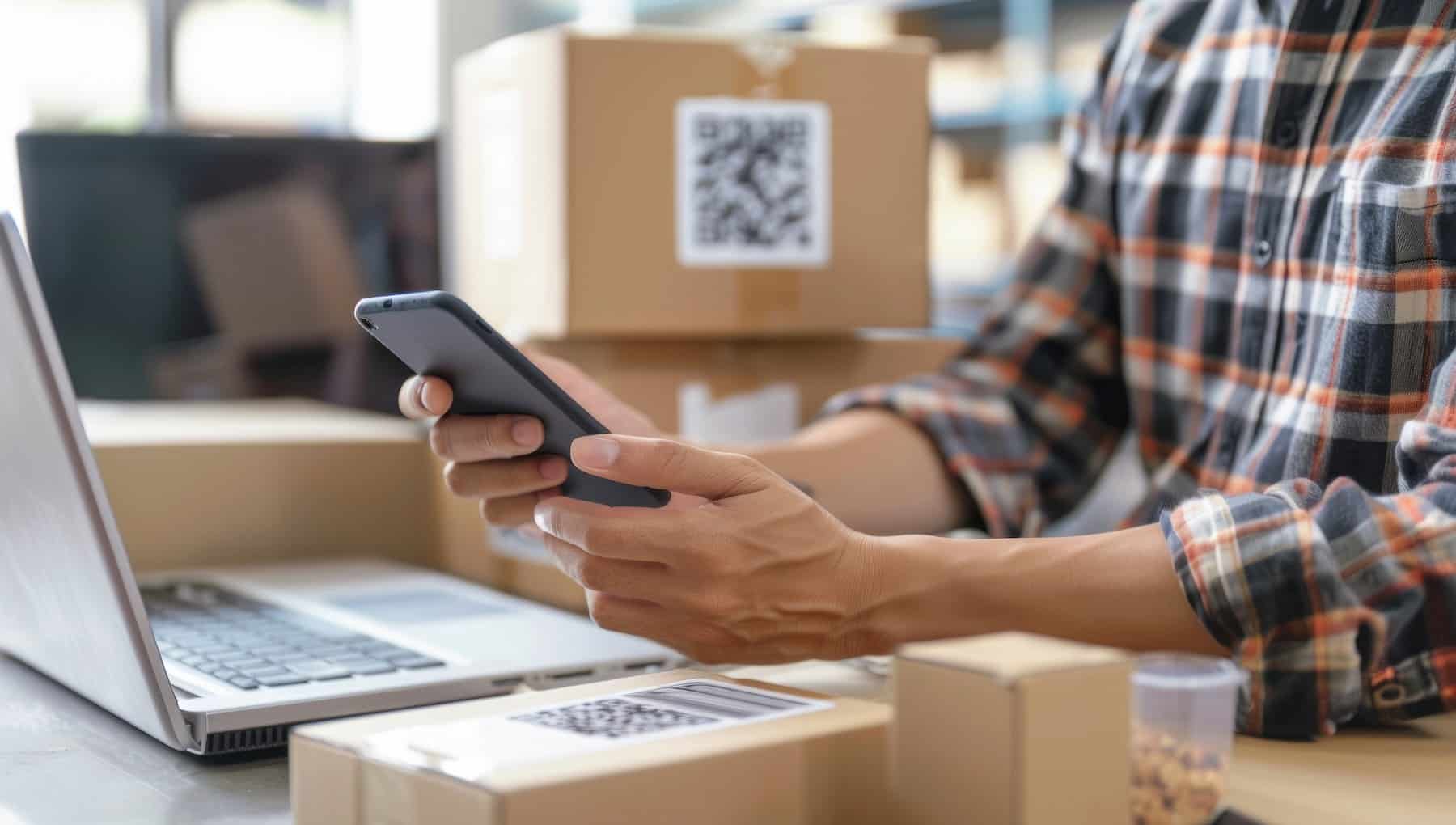 Someone packing their products to be sold online through Noon.