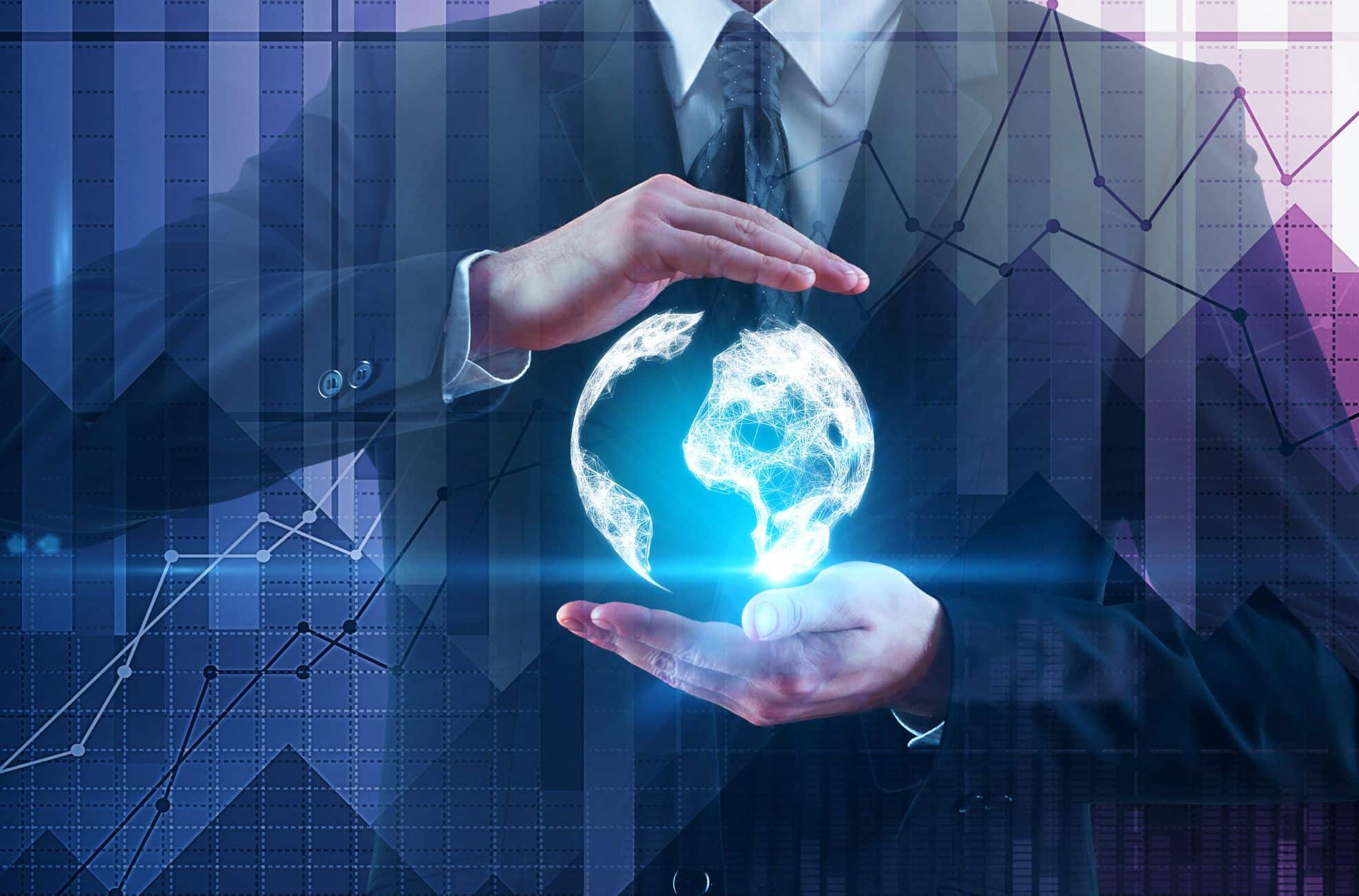 Business Man Holding Globe