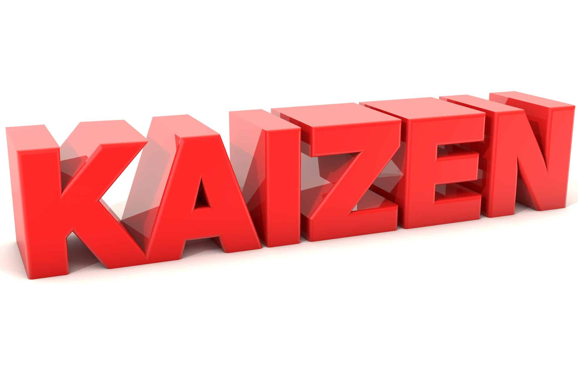 Red Block Letters Spelling "Kaizen"