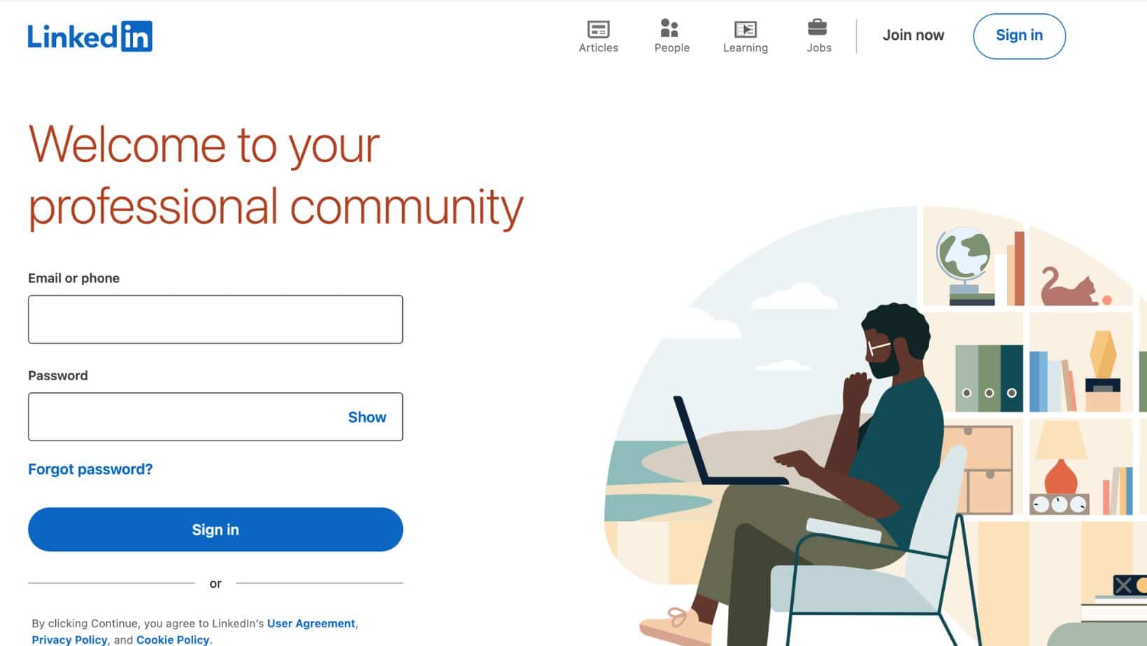 Screenshot Of LinkedIn Website