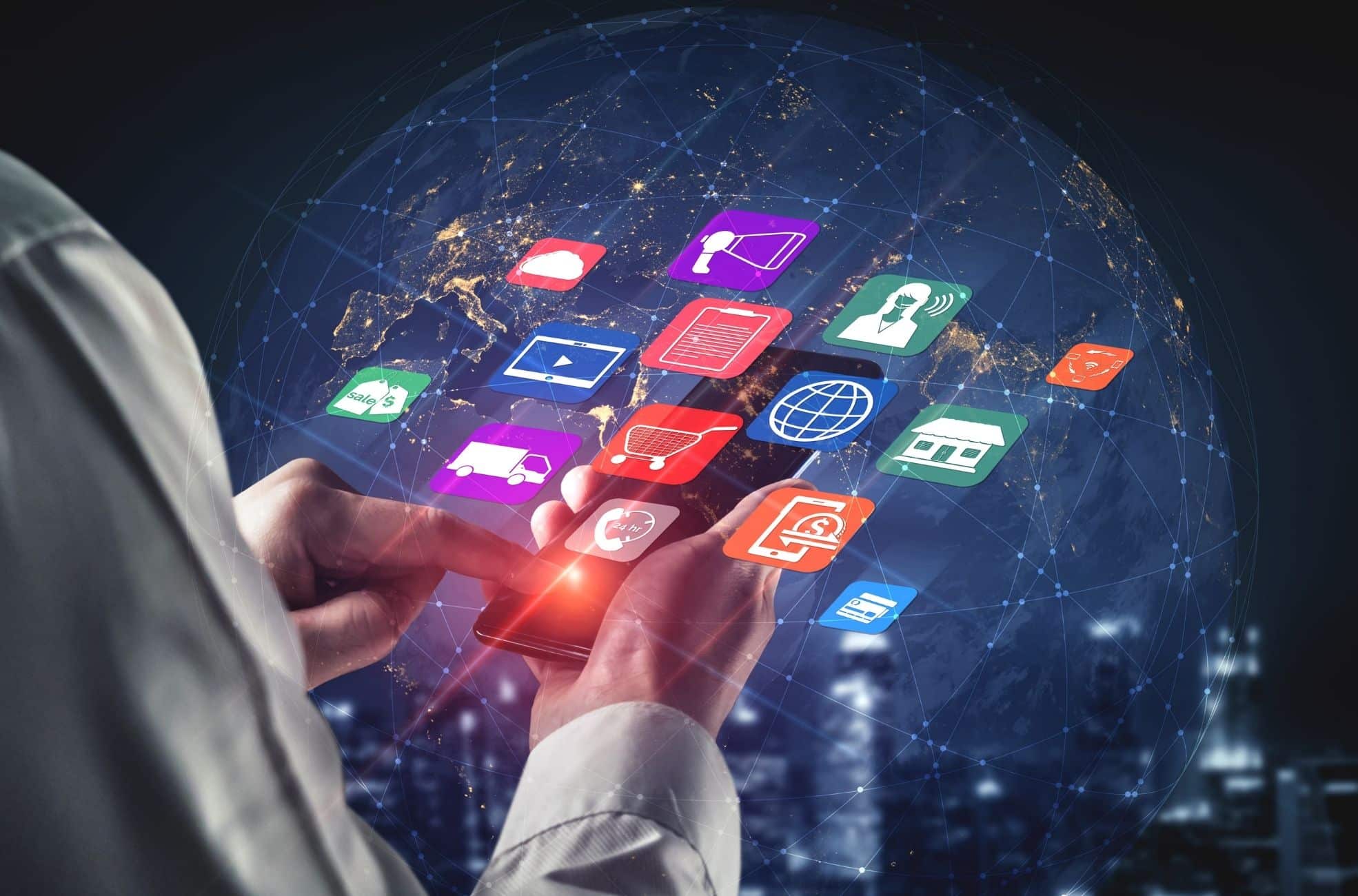 Man Using Phone For Online Business