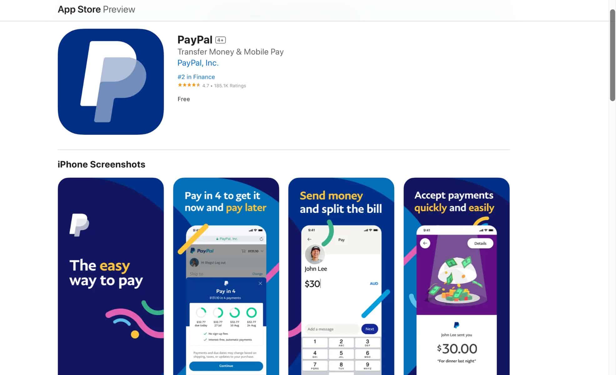Screenshot Of Paypal App