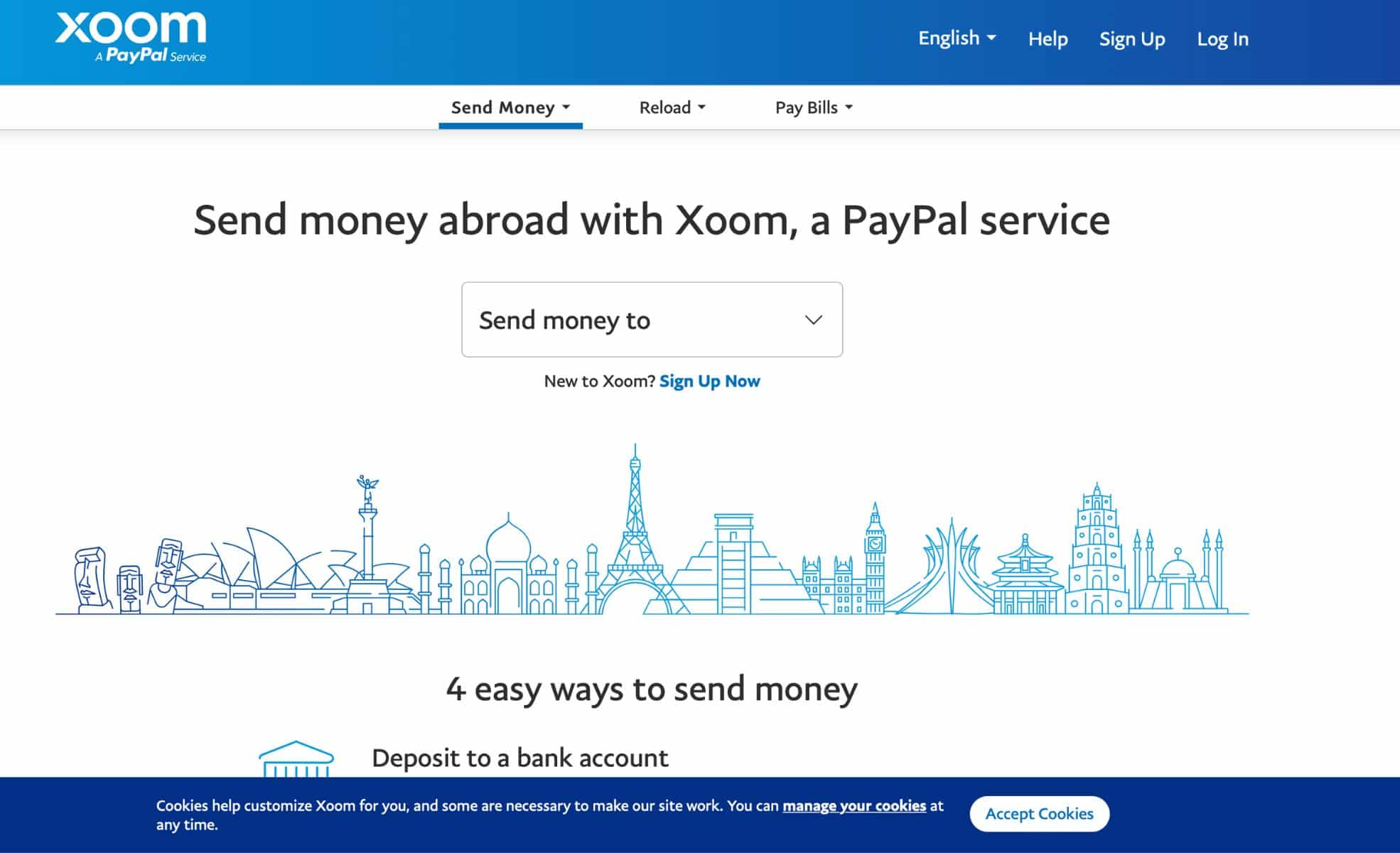 Screenshot Of Xoom By Paypal Website
