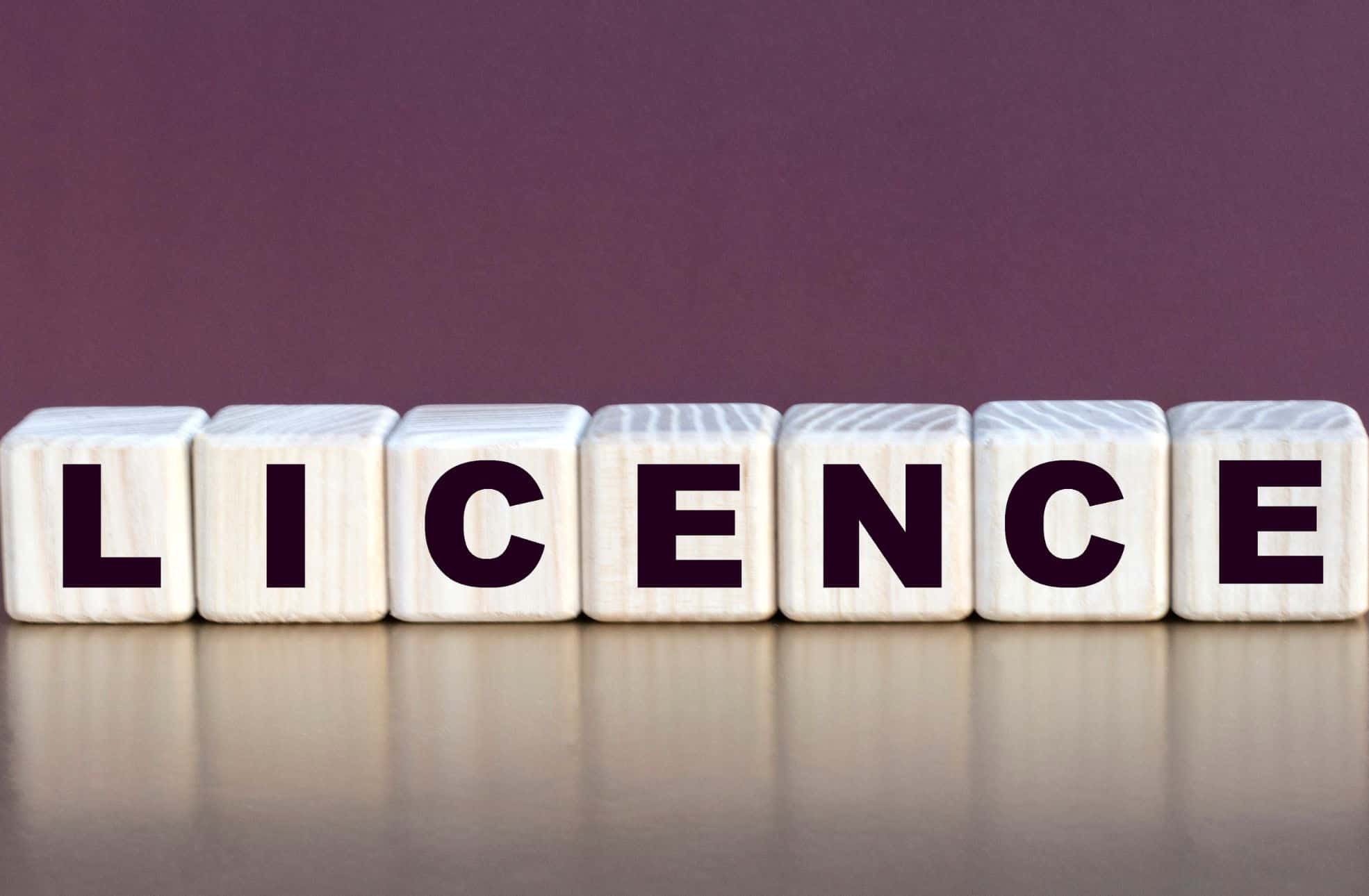 Stock Photo Word Licence in Tiles