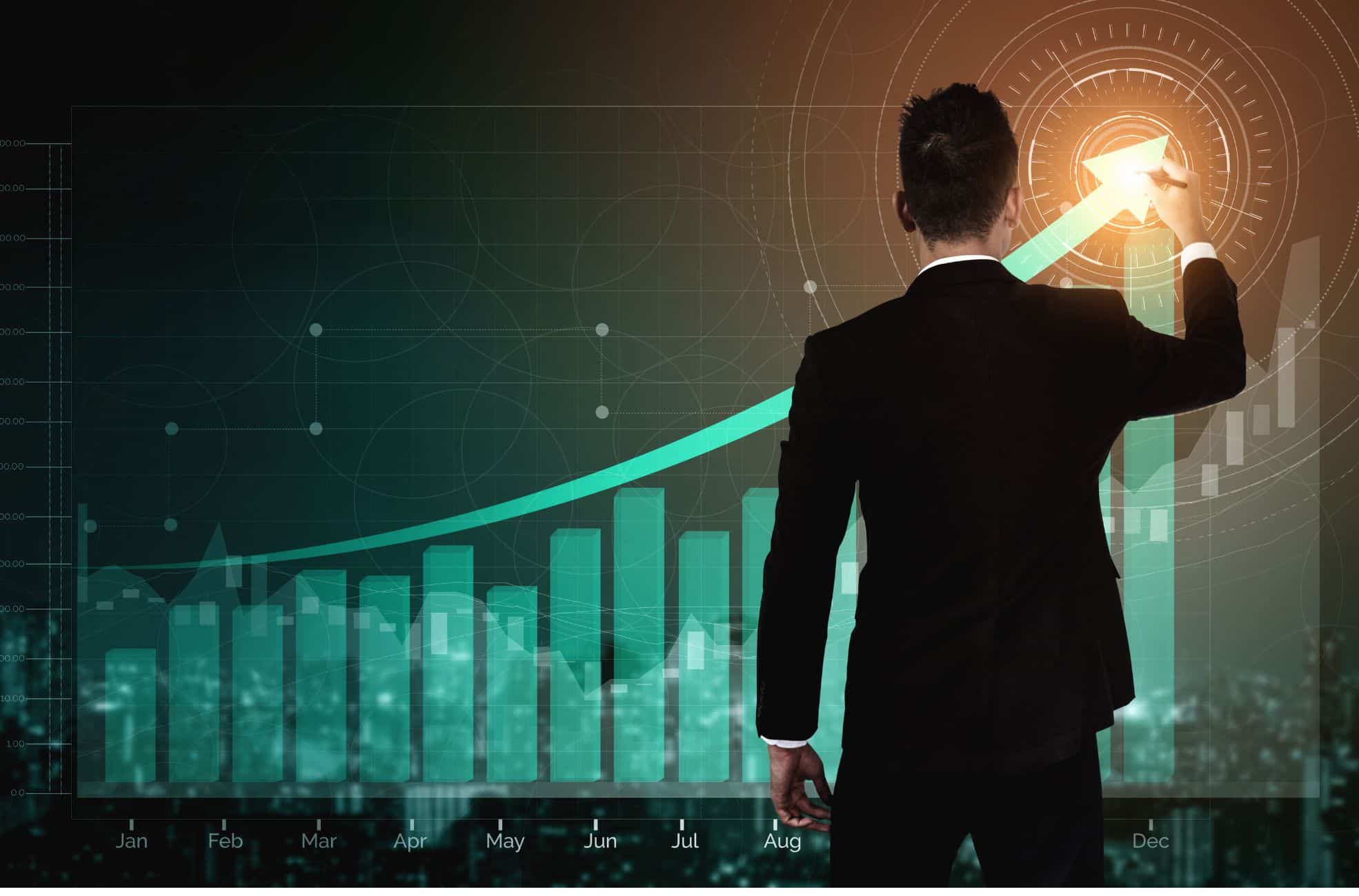 Stock Photo Showing Profitable Growth On Chart With Man