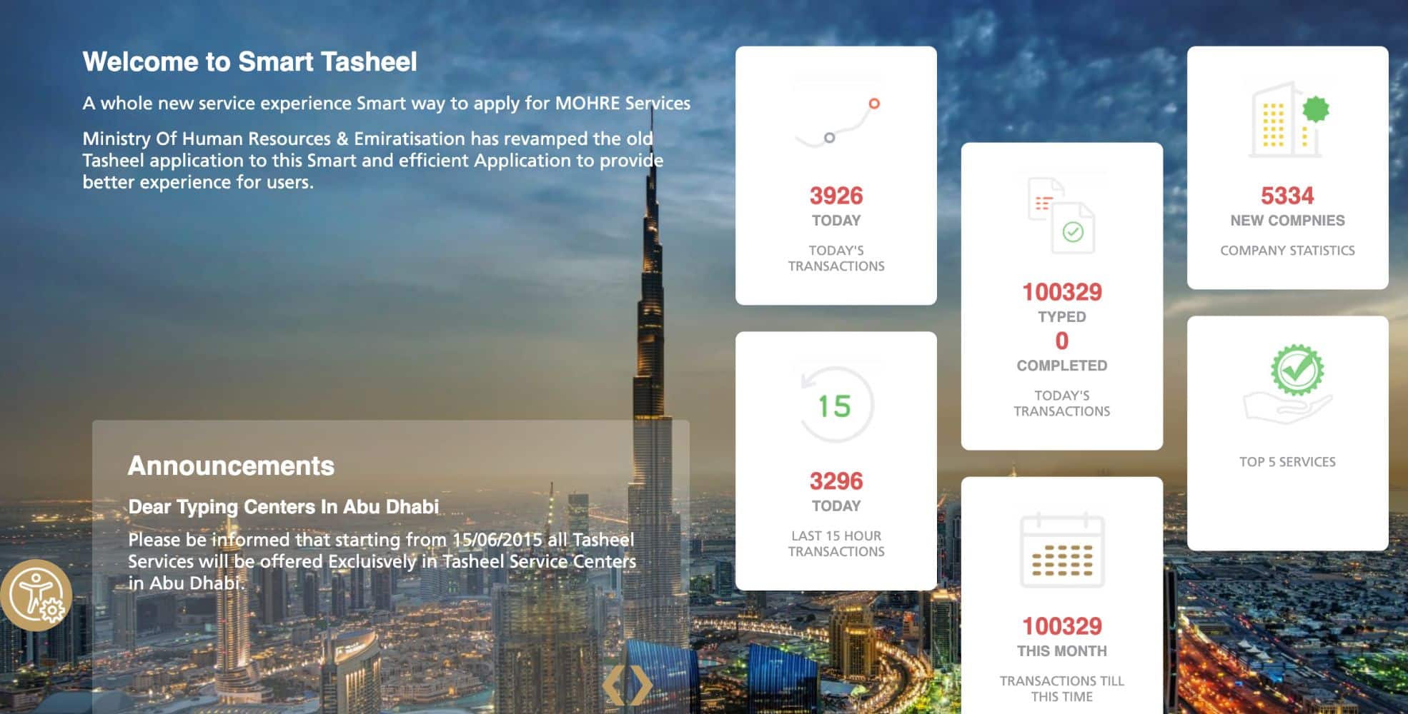 Screenshot Of MOHRE Website Of Tasheel