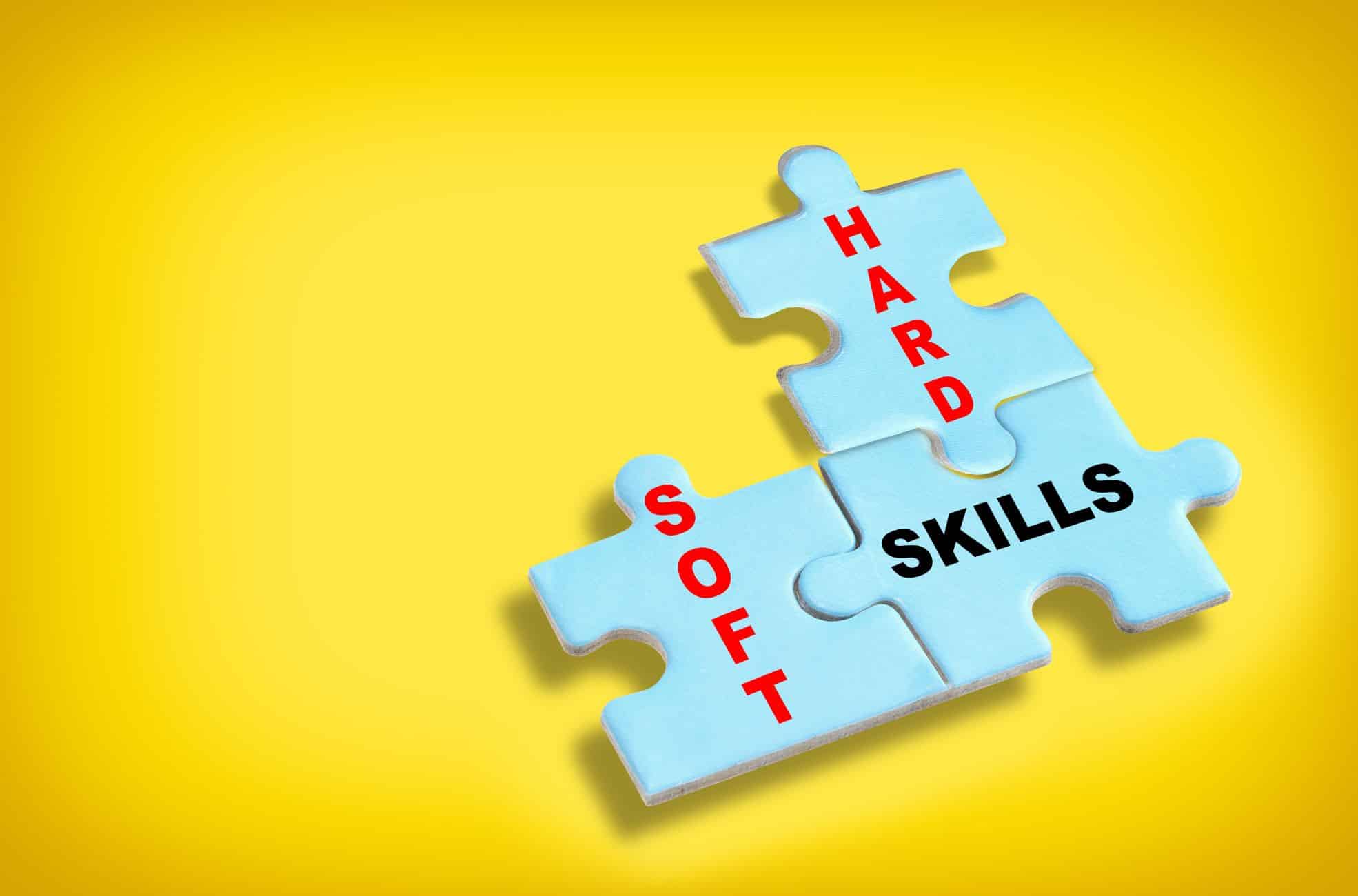Puzzle Pieces Reading "Hard, Soft And Skills"