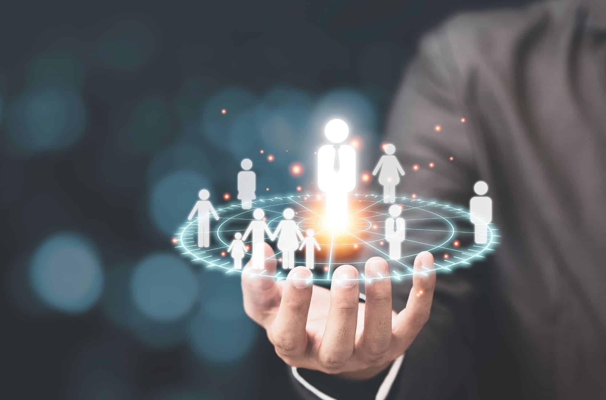 Business Man Holding Target Audience Illustration In His Hand