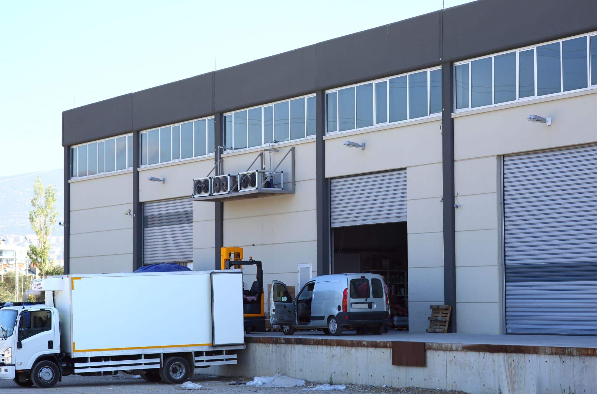 Trucks Outside Warehouse Back Entrance