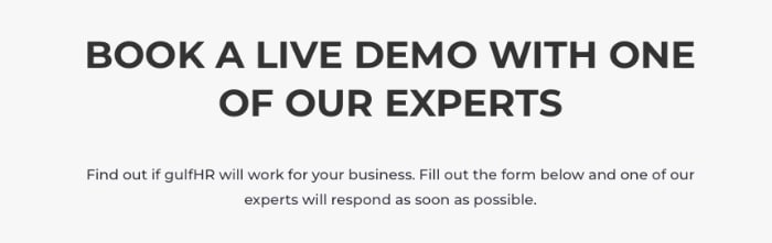 A screenshot of Gulf HR pricing options.