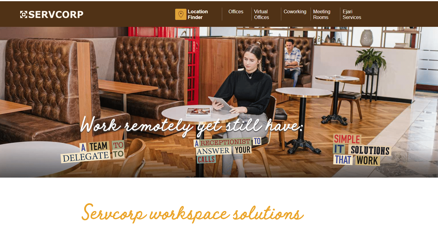 Screenshot of ServCorp- one of the top coworking spaces in Dubai