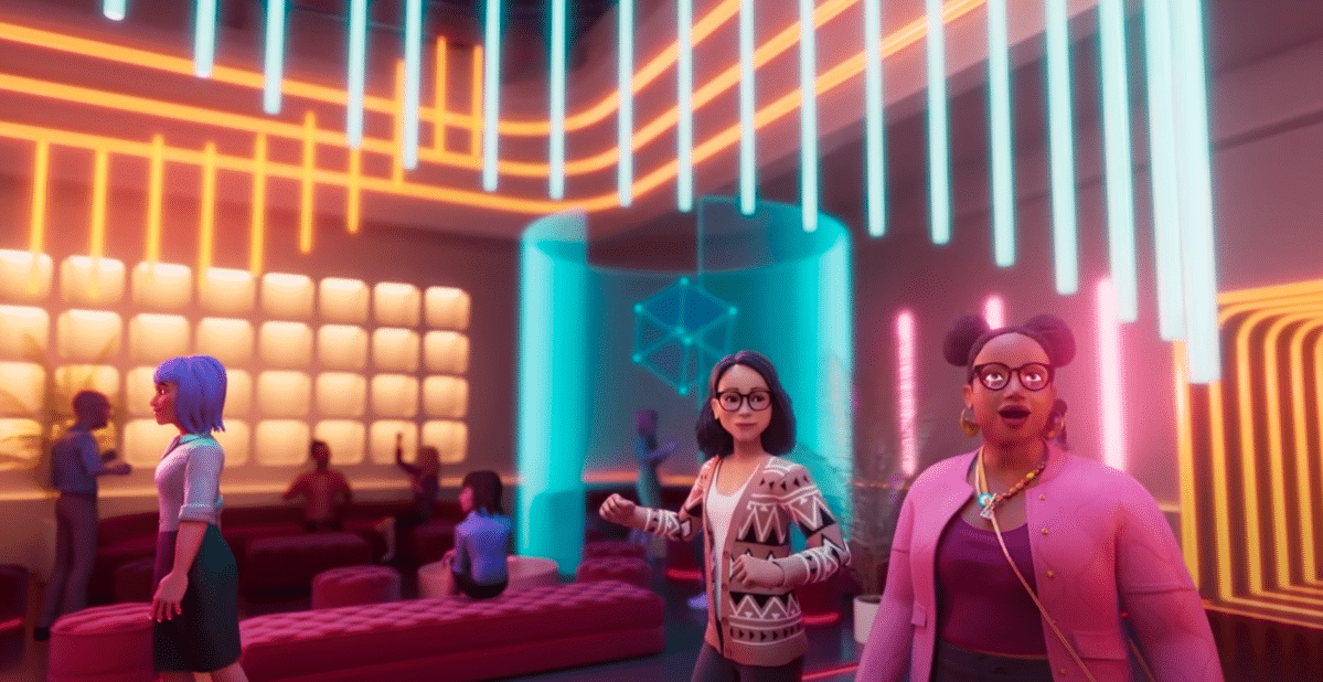 An image of people experiencing a virtual event- one of the best metaverse business opportunities.