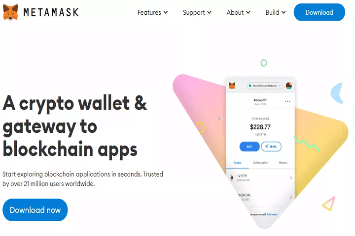 Screenshot of Metamask- a crypto wallet used for metaverse real estate.