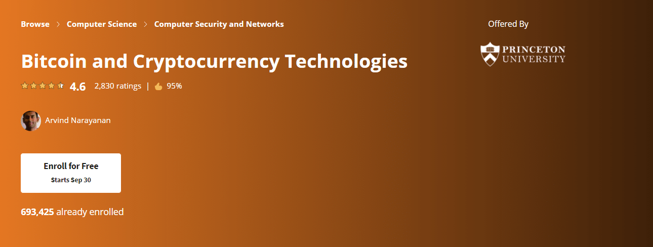 A screenshot of the best crypto trading course by Coursera.