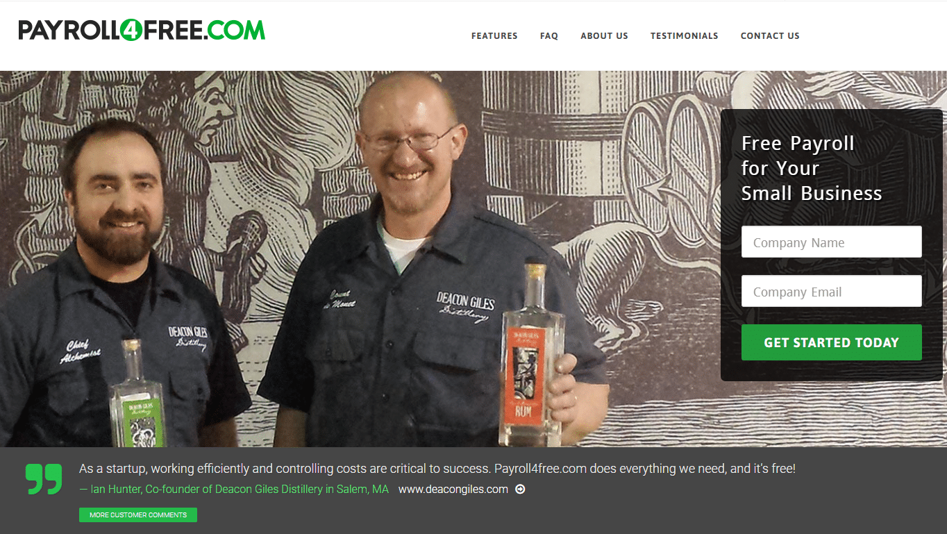 A screenshot of Payroll4Free-one of the best options of payroll software in UAE