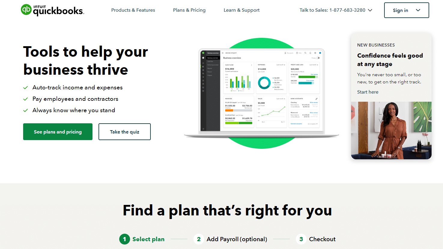 A screenshot of Intuit Quickbooks-one of the best options of payroll software in UAE