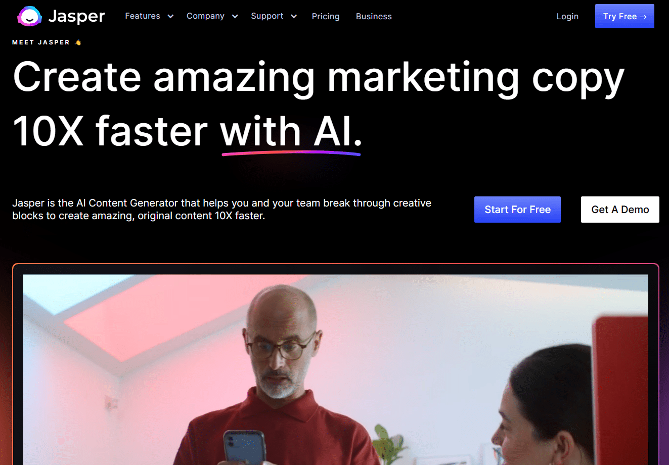 A screenshot of Jasper- the best AI tool for writing.