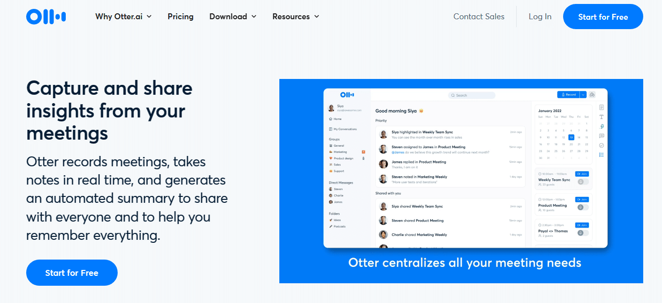 A screenshot of Otter-One of the best AI tools for transcriptions